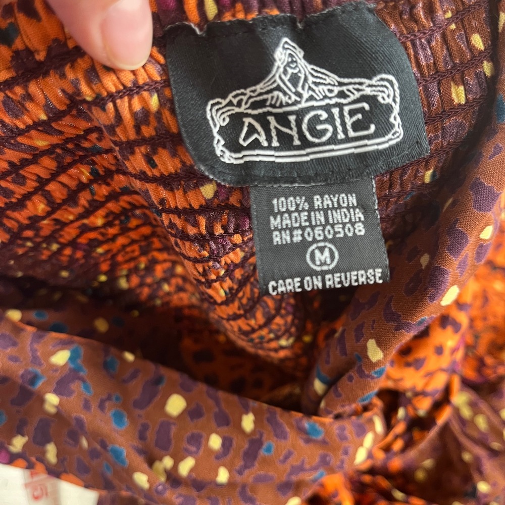 Angie Women Orange Brown Leopard Print Twist Front Smocked Maxi Dress Size M - Picture 8 of 10